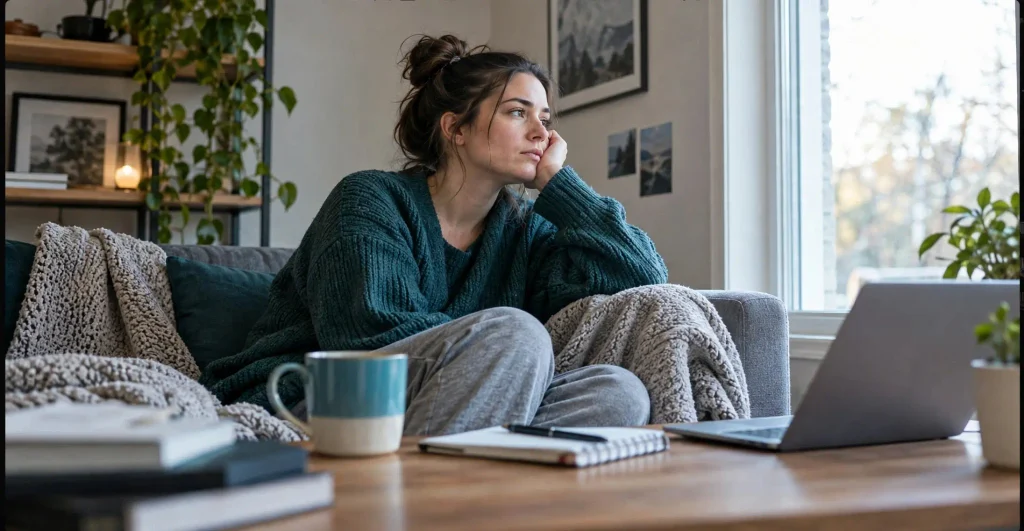 Person experiencing behavioral symptoms of depression and social withdrawal
